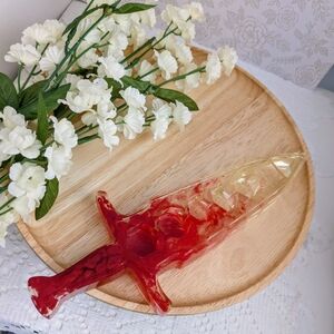 DND Dice Holder - Handmade Red and Clear Decorative Resin Dagger